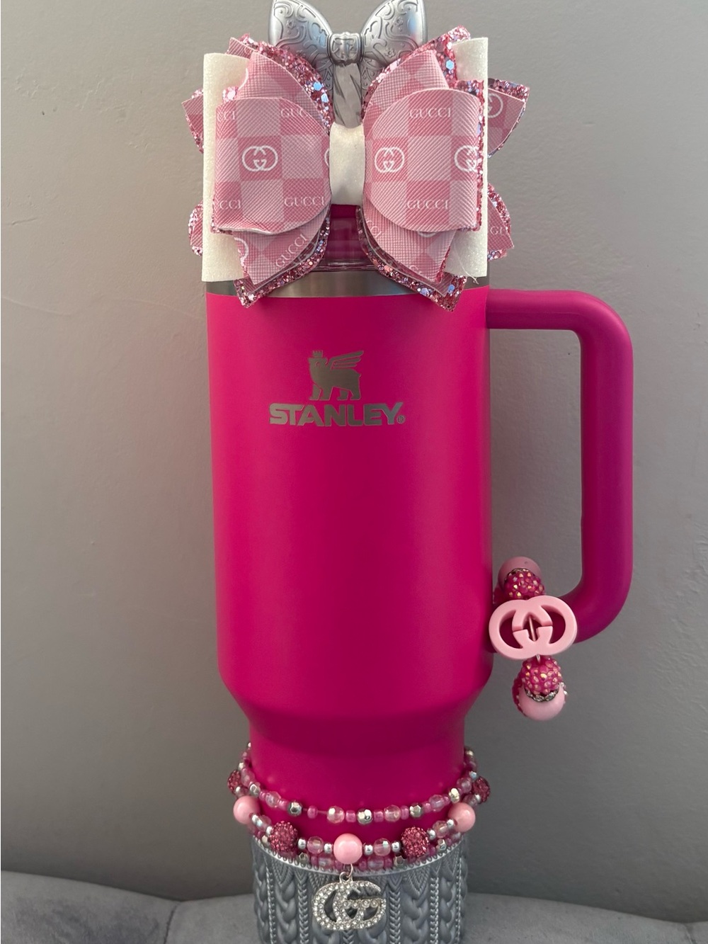 Stanley Bright Pink Insulated Tumbler with Decorative Bow 40oz.